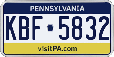PA license plate KBF5832
