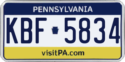 PA license plate KBF5834