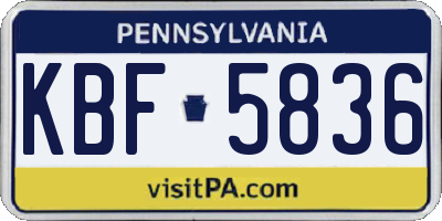 PA license plate KBF5836
