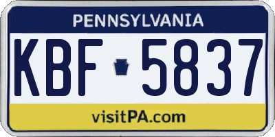 PA license plate KBF5837