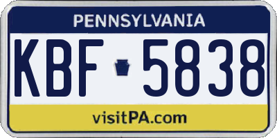 PA license plate KBF5838
