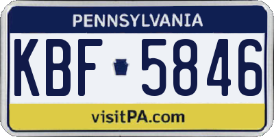 PA license plate KBF5846