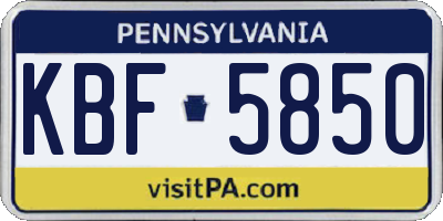 PA license plate KBF5850