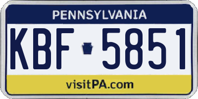 PA license plate KBF5851
