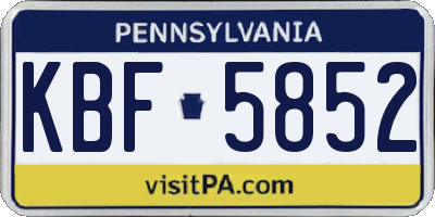 PA license plate KBF5852