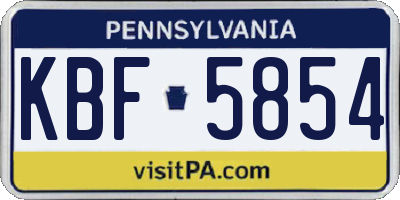 PA license plate KBF5854