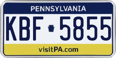 PA license plate KBF5855