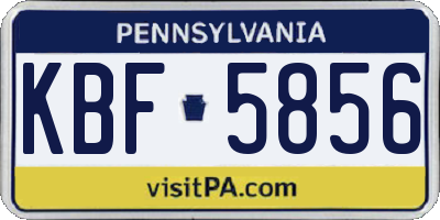 PA license plate KBF5856