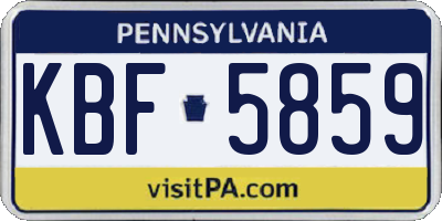 PA license plate KBF5859