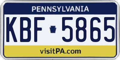 PA license plate KBF5865