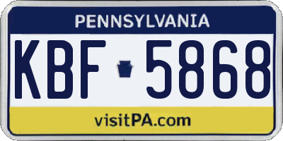 PA license plate KBF5868