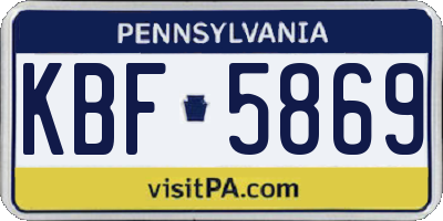 PA license plate KBF5869