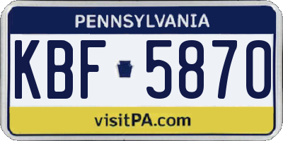 PA license plate KBF5870