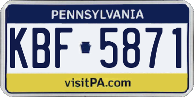 PA license plate KBF5871