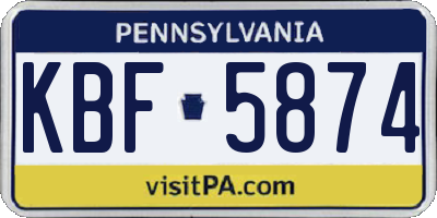 PA license plate KBF5874