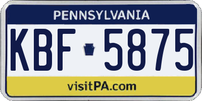 PA license plate KBF5875