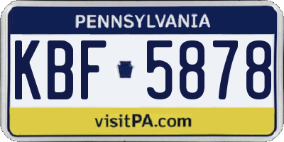 PA license plate KBF5878