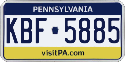 PA license plate KBF5885