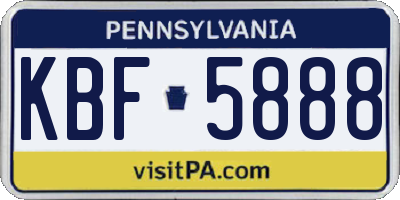 PA license plate KBF5888