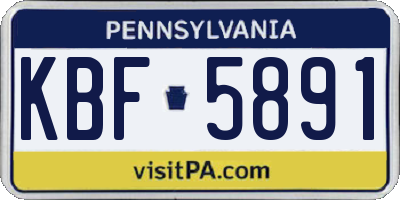 PA license plate KBF5891