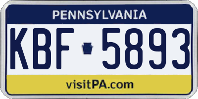 PA license plate KBF5893