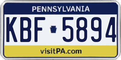 PA license plate KBF5894