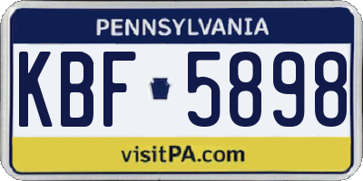 PA license plate KBF5898