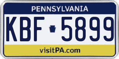PA license plate KBF5899
