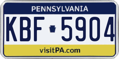 PA license plate KBF5904