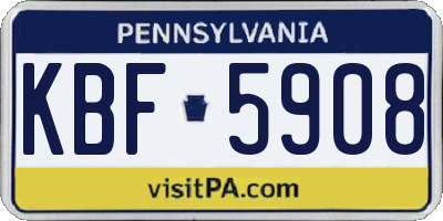PA license plate KBF5908