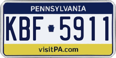 PA license plate KBF5911