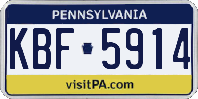 PA license plate KBF5914