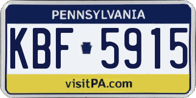 PA license plate KBF5915