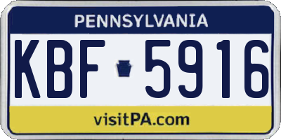 PA license plate KBF5916