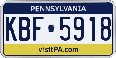 PA license plate KBF5918