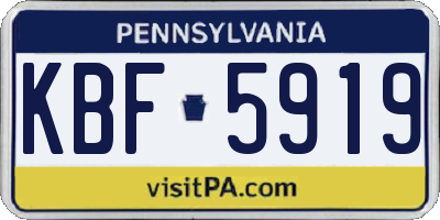 PA license plate KBF5919