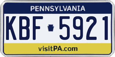 PA license plate KBF5921