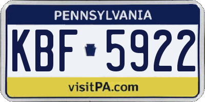 PA license plate KBF5922