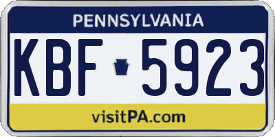 PA license plate KBF5923