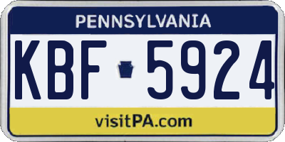 PA license plate KBF5924