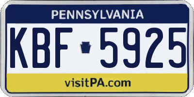 PA license plate KBF5925