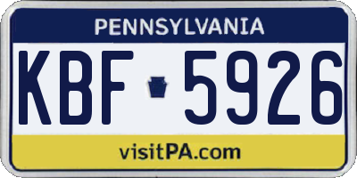 PA license plate KBF5926
