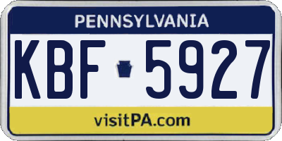 PA license plate KBF5927
