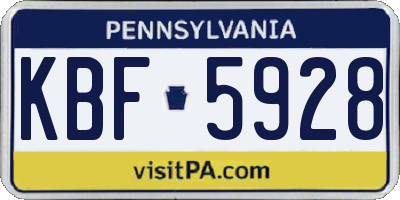 PA license plate KBF5928