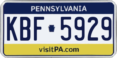 PA license plate KBF5929