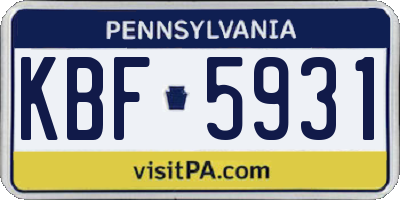 PA license plate KBF5931