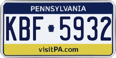 PA license plate KBF5932