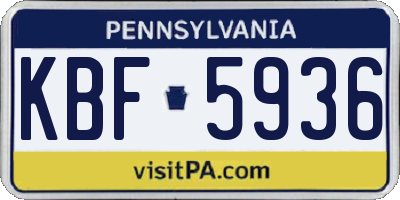 PA license plate KBF5936