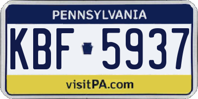 PA license plate KBF5937