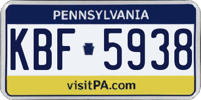 PA license plate KBF5938